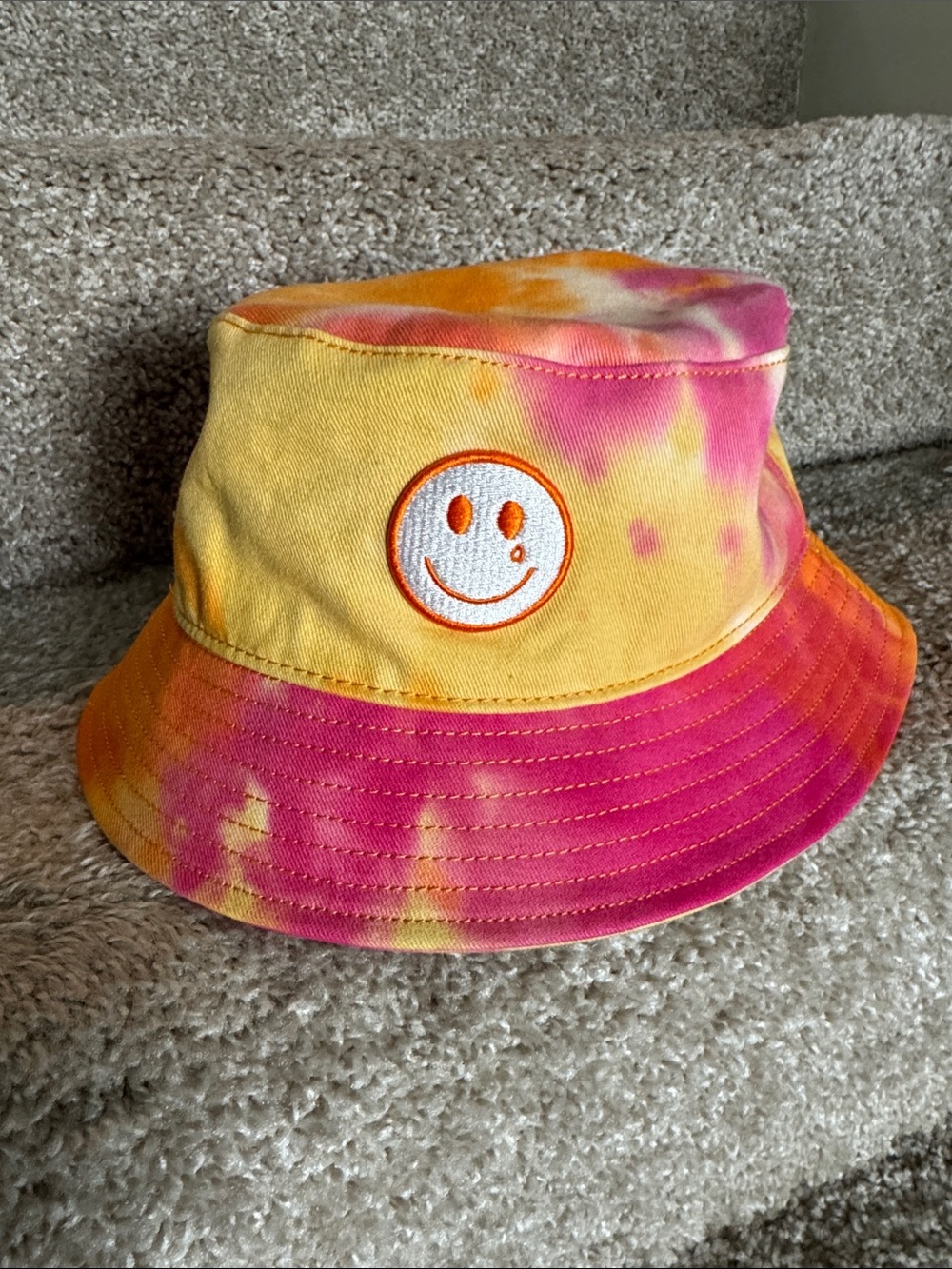 Tie-Dye Bucket Hat in Yellow & Pink